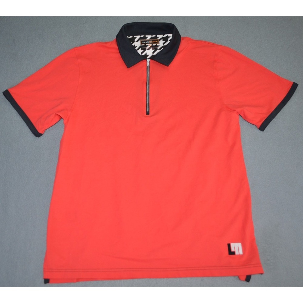 LoudMouth Zip Polo Shirt Mens L Red/Black TrimGolf Performance Short Sleeve